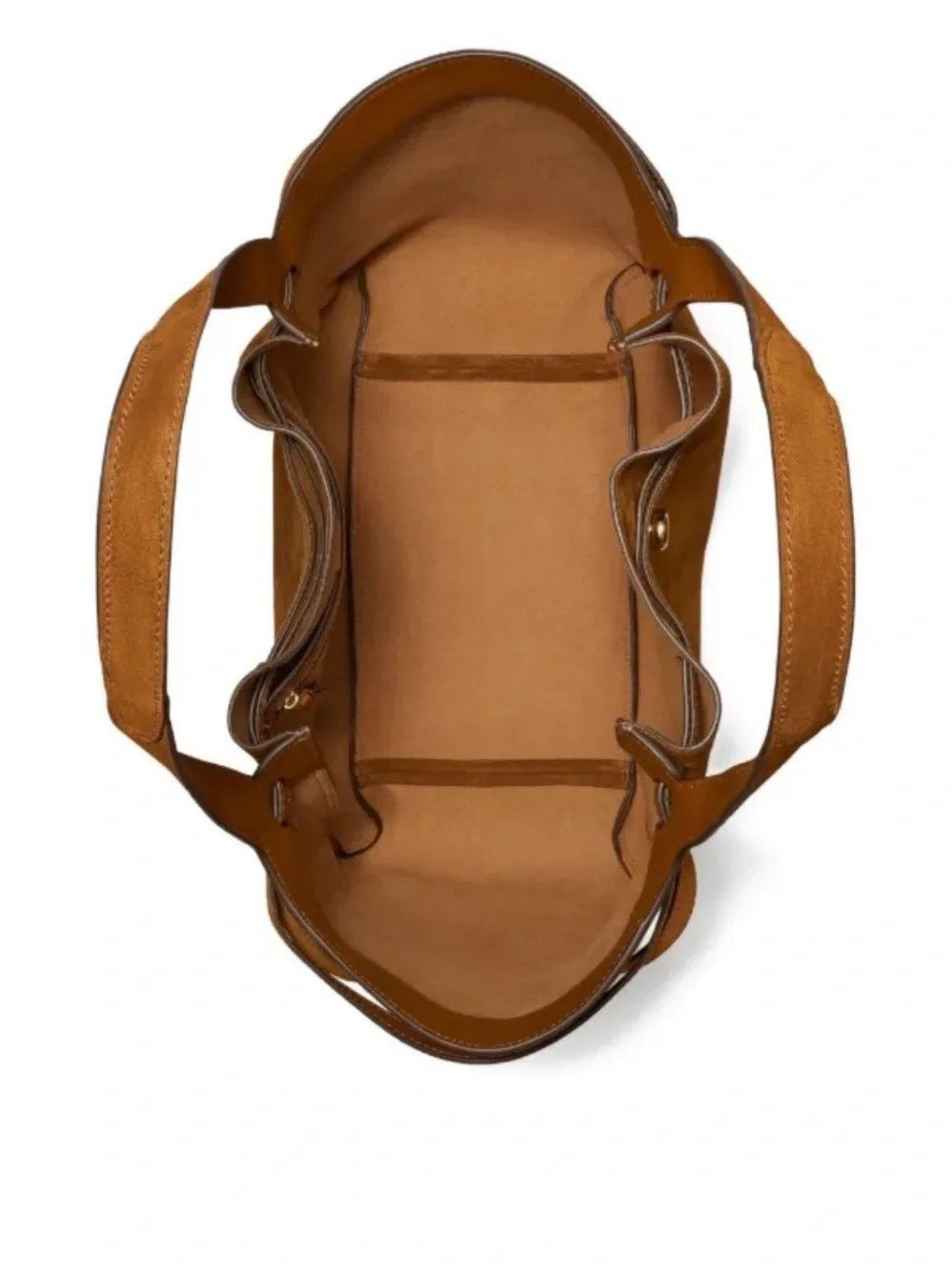 Tory Burch Large Romy Caramel Suede Shoulder Tote Bag